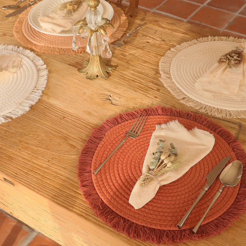 Boho Round Placemats Set of 6 - From Where - 