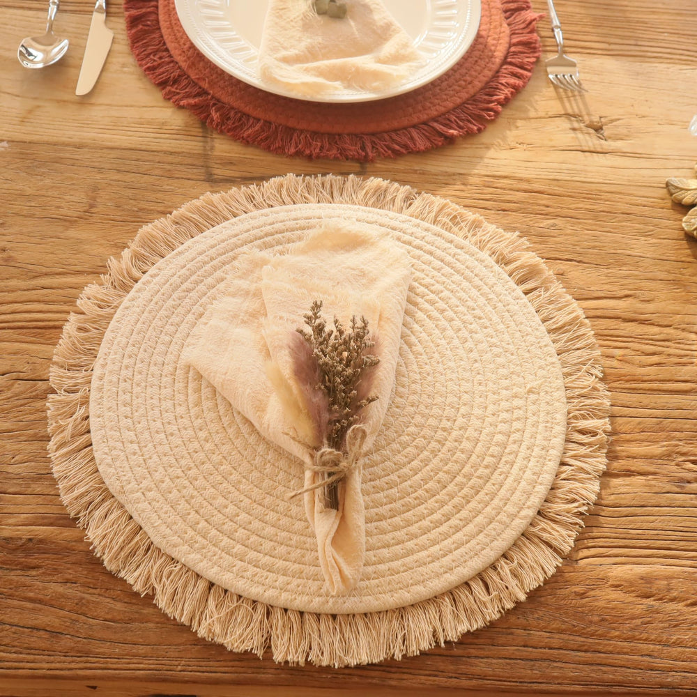 Boho Round Placemats Set of 6 - From Where - 