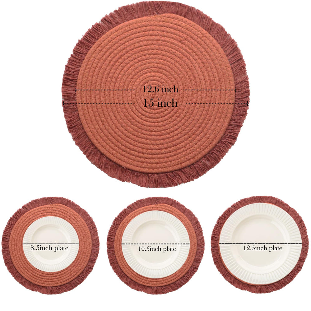 Boho Round Placemats Set of 6 - From Where - 