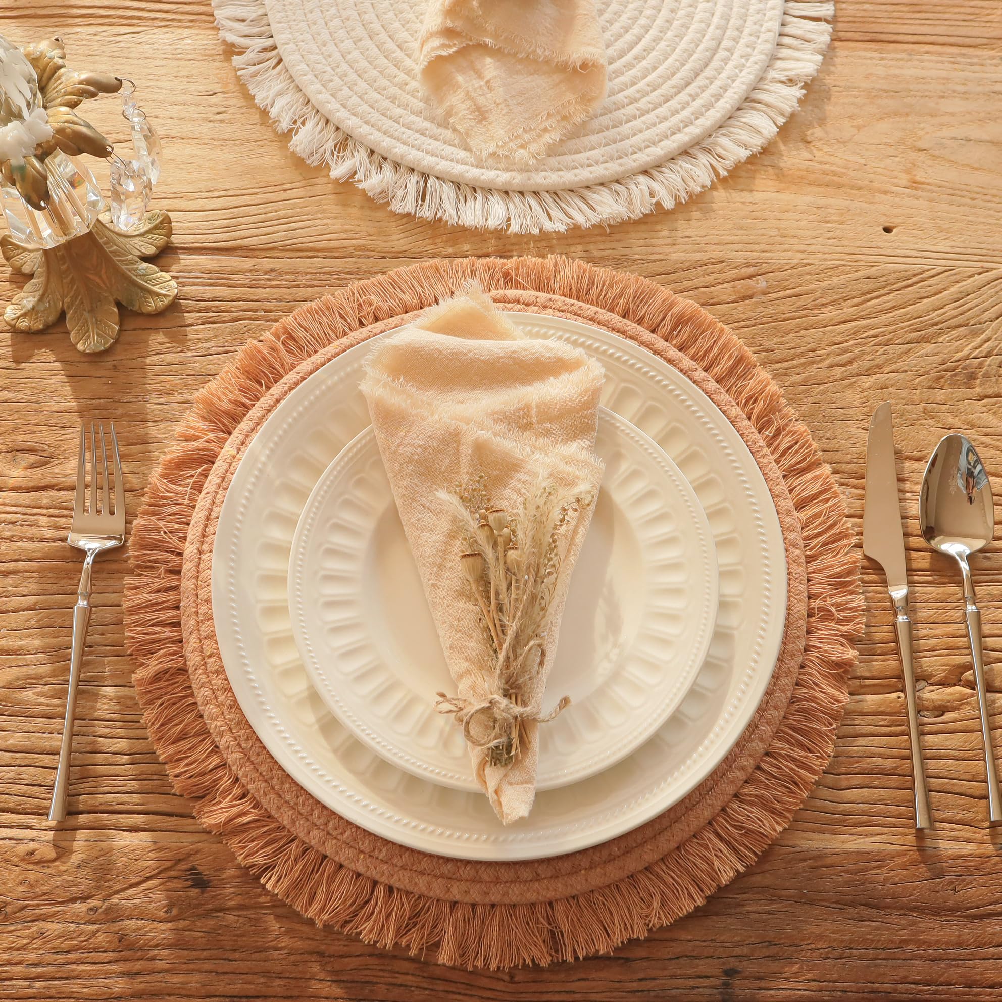 Boho Round Placemats Set of 6 - From Where - 