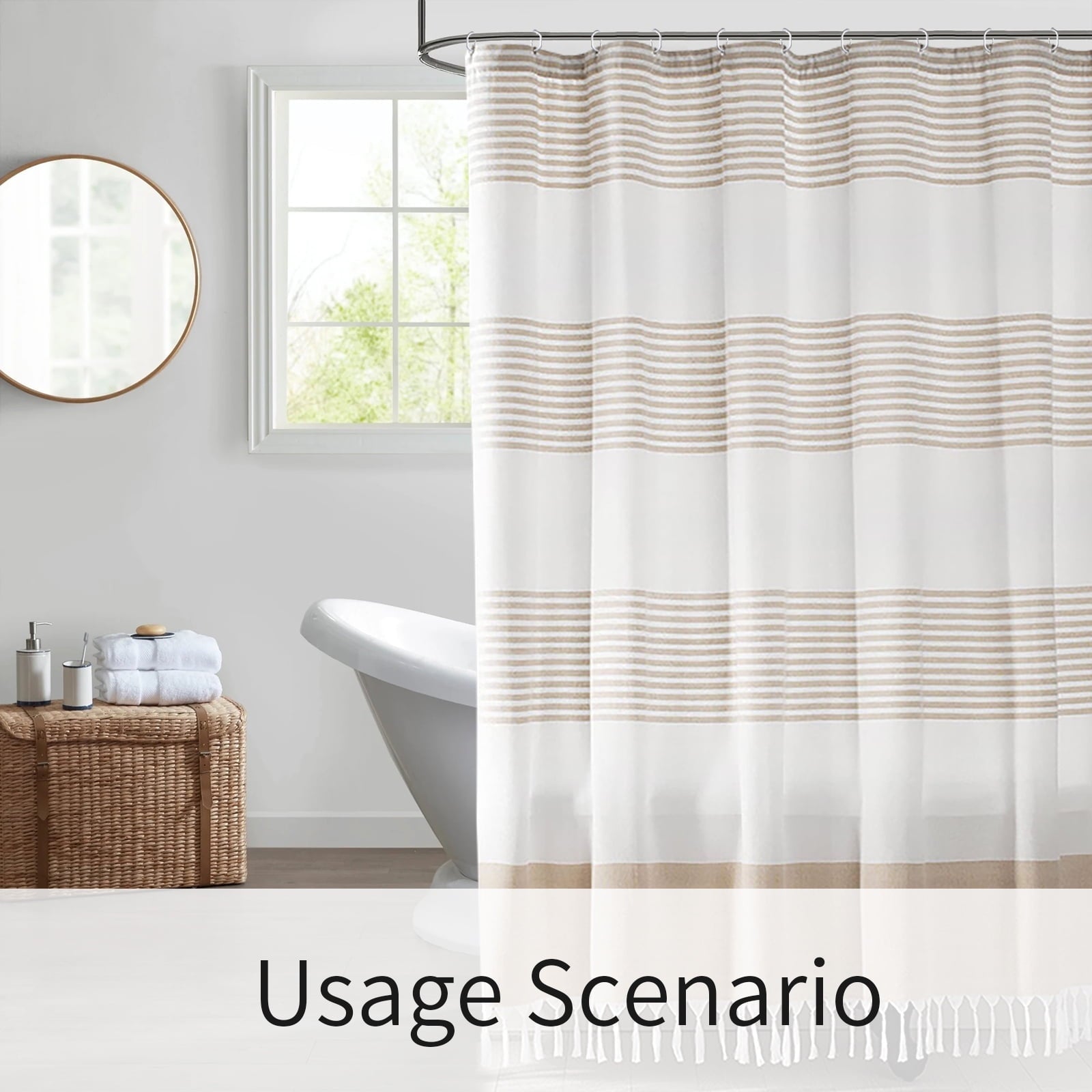Boho Shower Curtain with Tassel - From Where - 