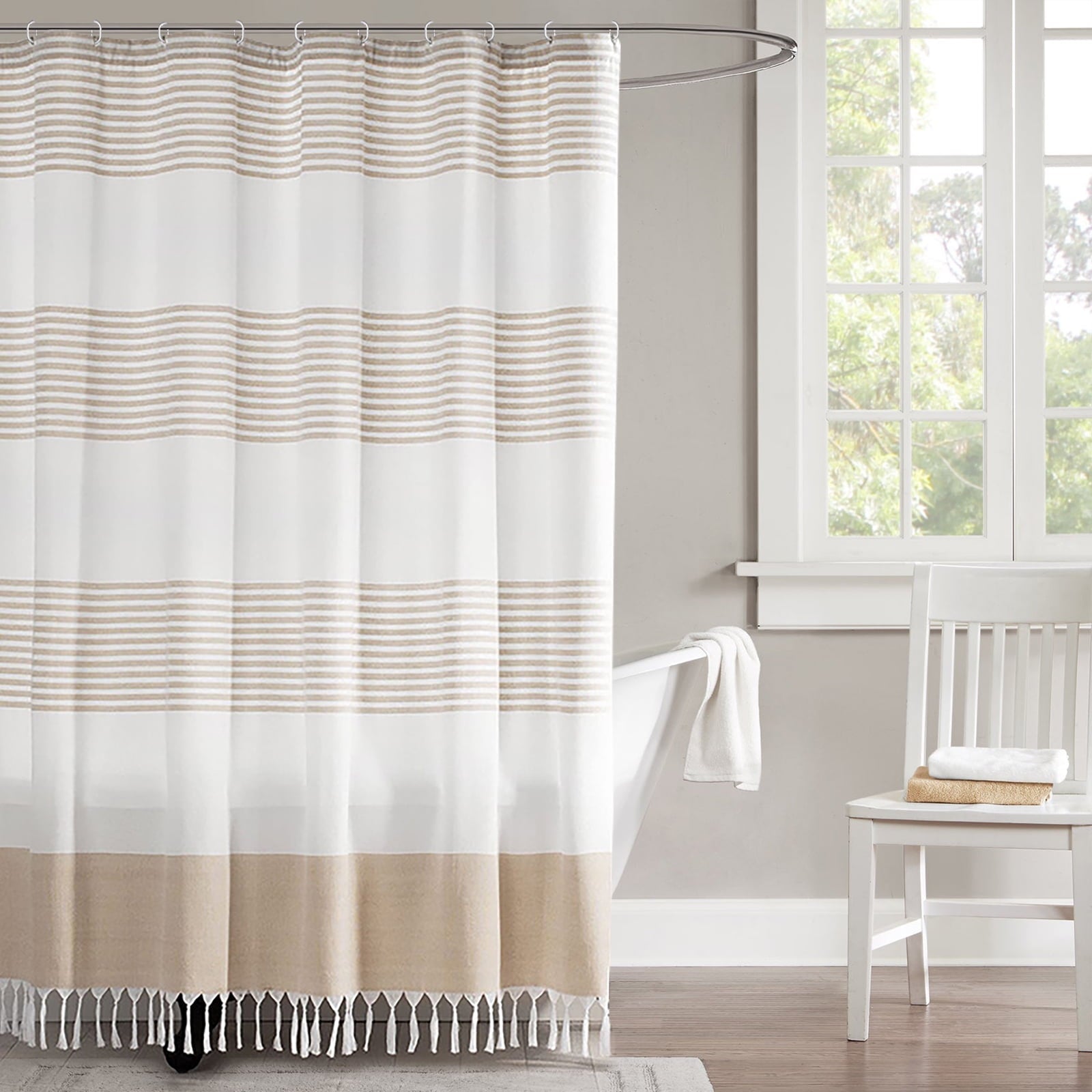 Boho Shower Curtain with Tassel - From Where - 