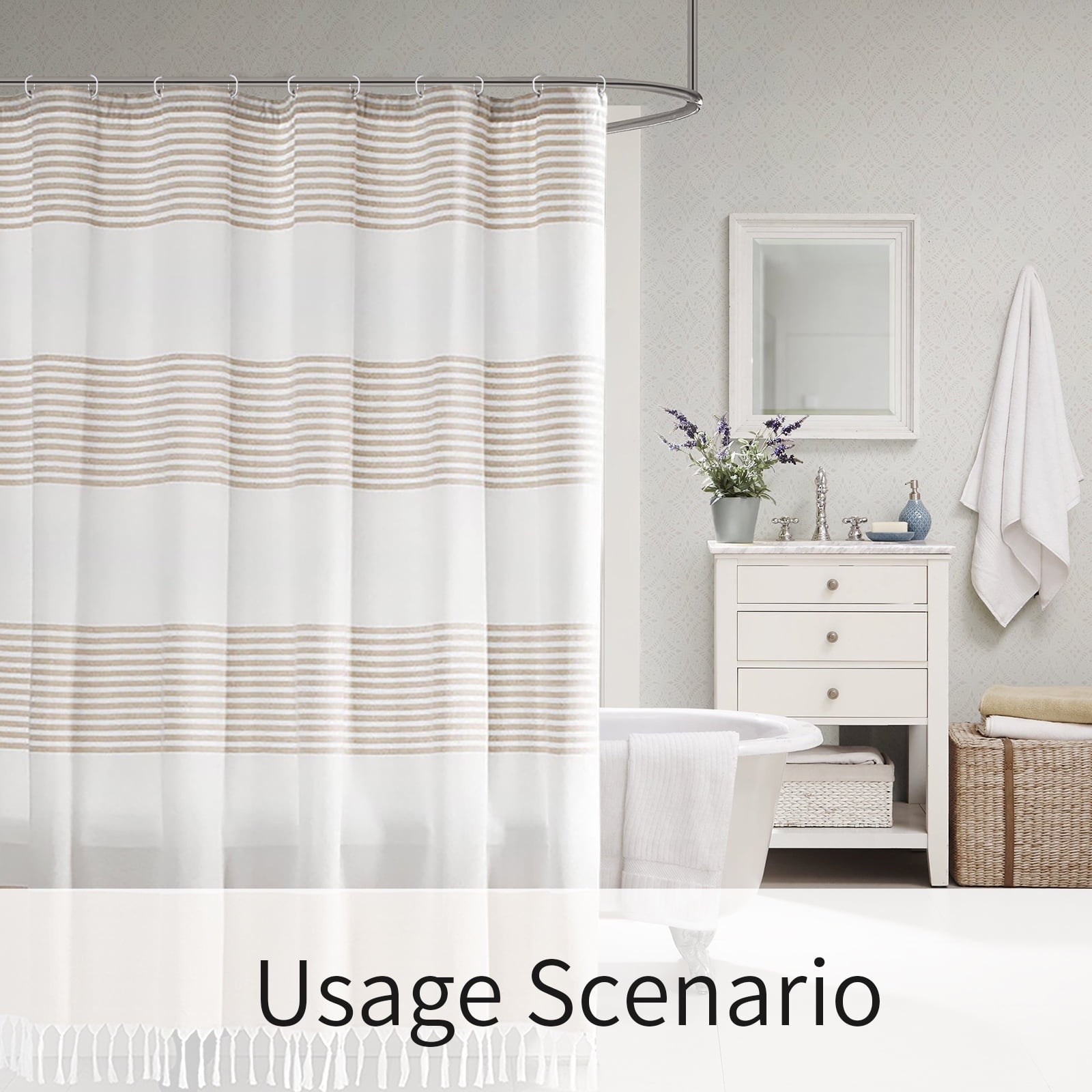 Boho Shower Curtain with Tassel - From Where - 