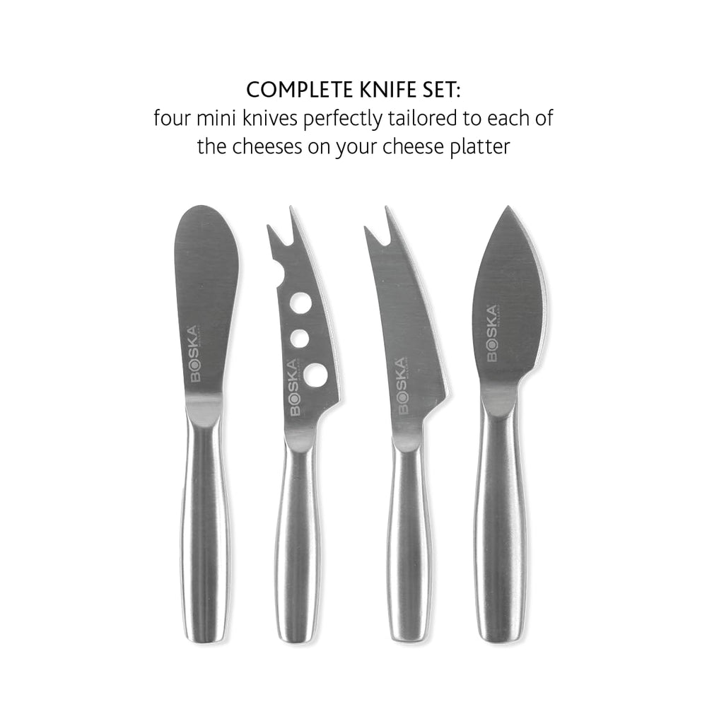 Boska Stainless Steel Cheese 4 Knife Set - Mini Copenhagen Knives For All Types of Cheese - Silver Non - Stick - Dishwasher Safe - For Kitchen Cooking - From Where - 