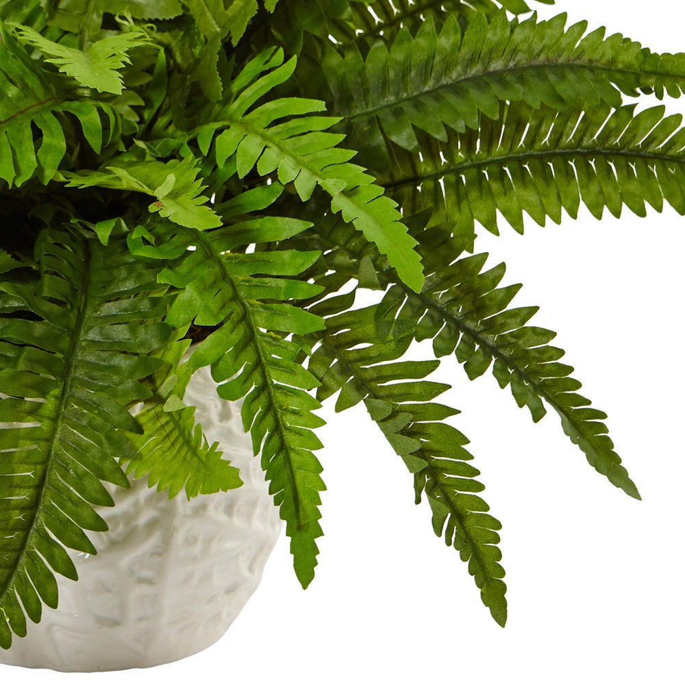 Boston Fern in White Planter Artificial Plant - From Where - 
