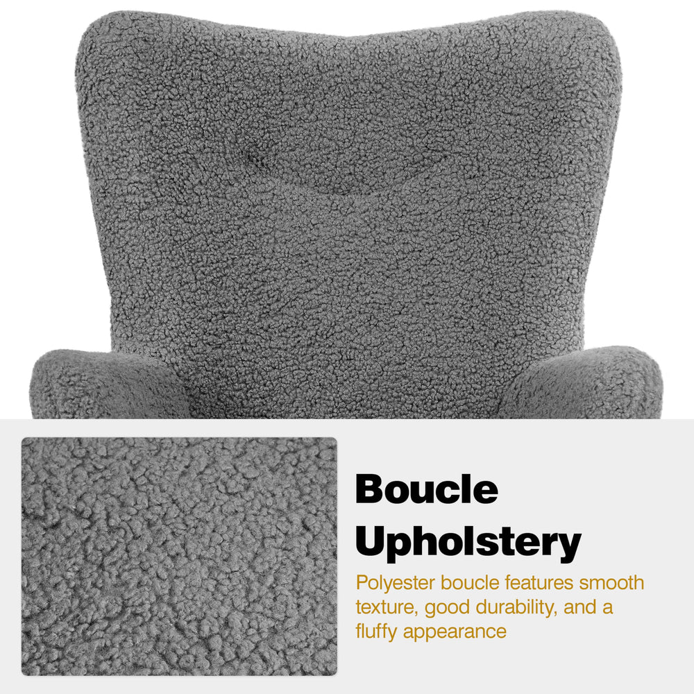 Boucle Accent Chair with High Folding Backrest and Metal Legs - From Where - 