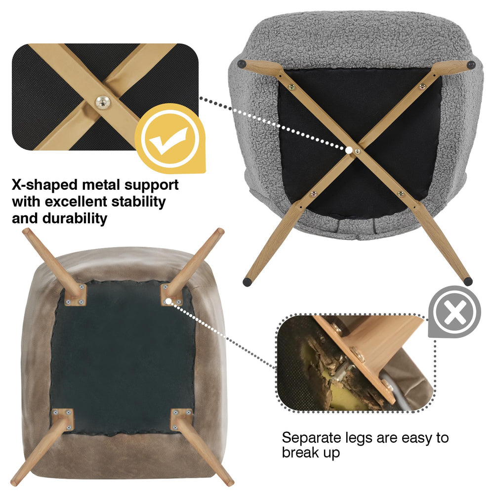 Boucle Accent Chair with High Folding Backrest and Metal Legs - From Where - 