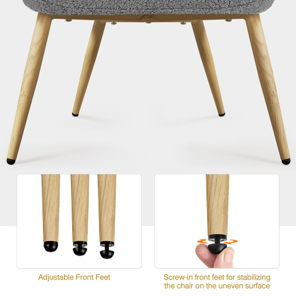 Boucle Accent Chair with High Folding Backrest and Metal Legs - From Where - 