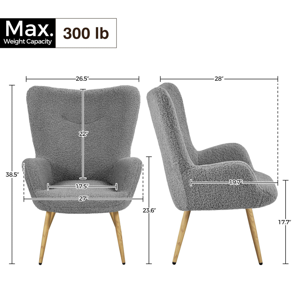 Boucle Accent Chair with High Folding Backrest and Metal Legs - From Where - 