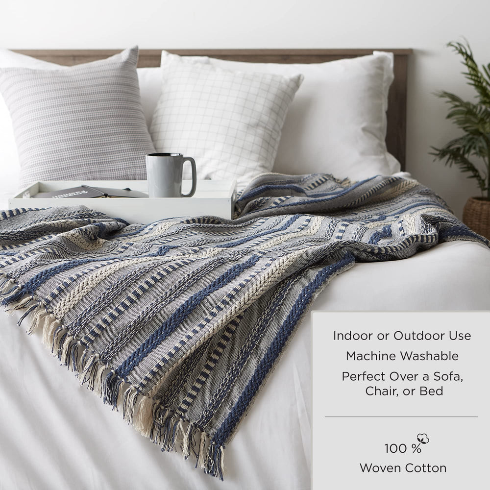 Braided Striped Decorative Throw Blanket - From Where - 
