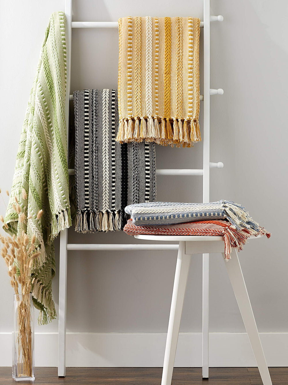 Braided Striped Decorative Throw Blanket - From Where - 