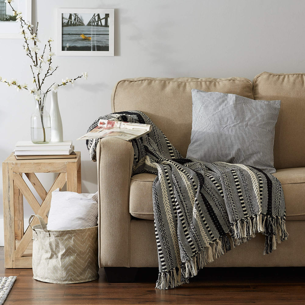 Braided Striped Decorative Throw Blanket - From Where - 