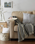 Braided Striped Decorative Throw Blanket - From Where - 