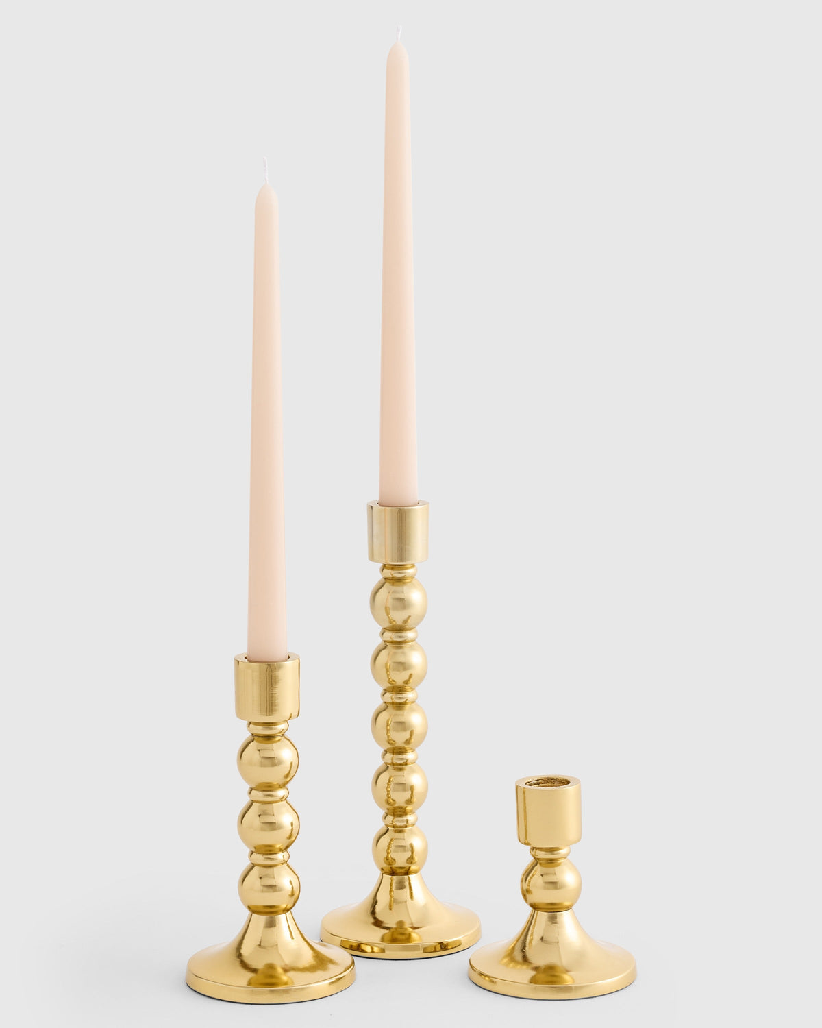Brass Candlestick Holders (Set of 3) - From Where Finds -