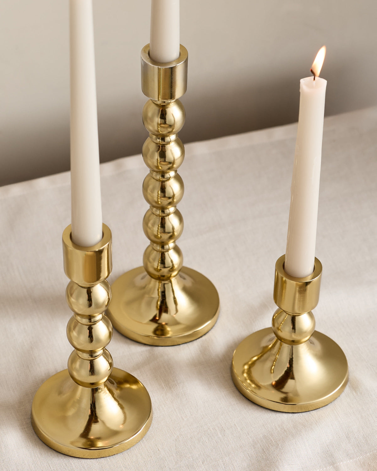 Brass Candlestick Holders (Set of 3) - From Where Finds -