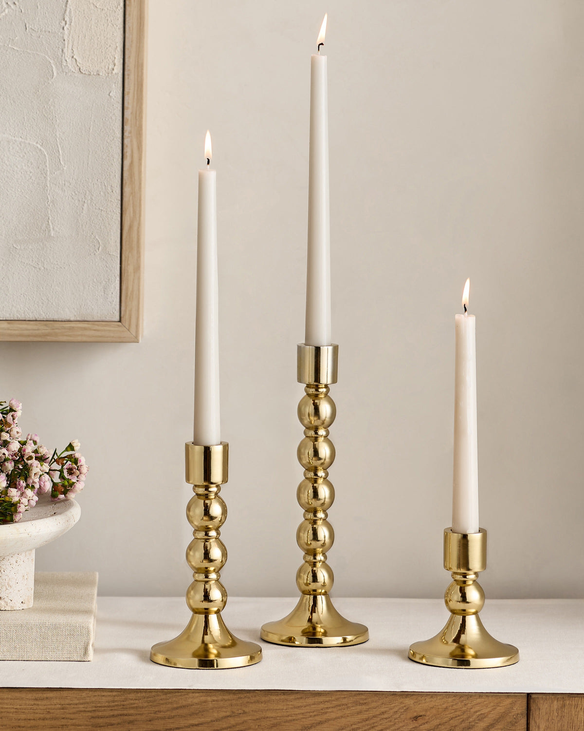 Brass Candlestick Holders (Set of 3) - From Where Finds -