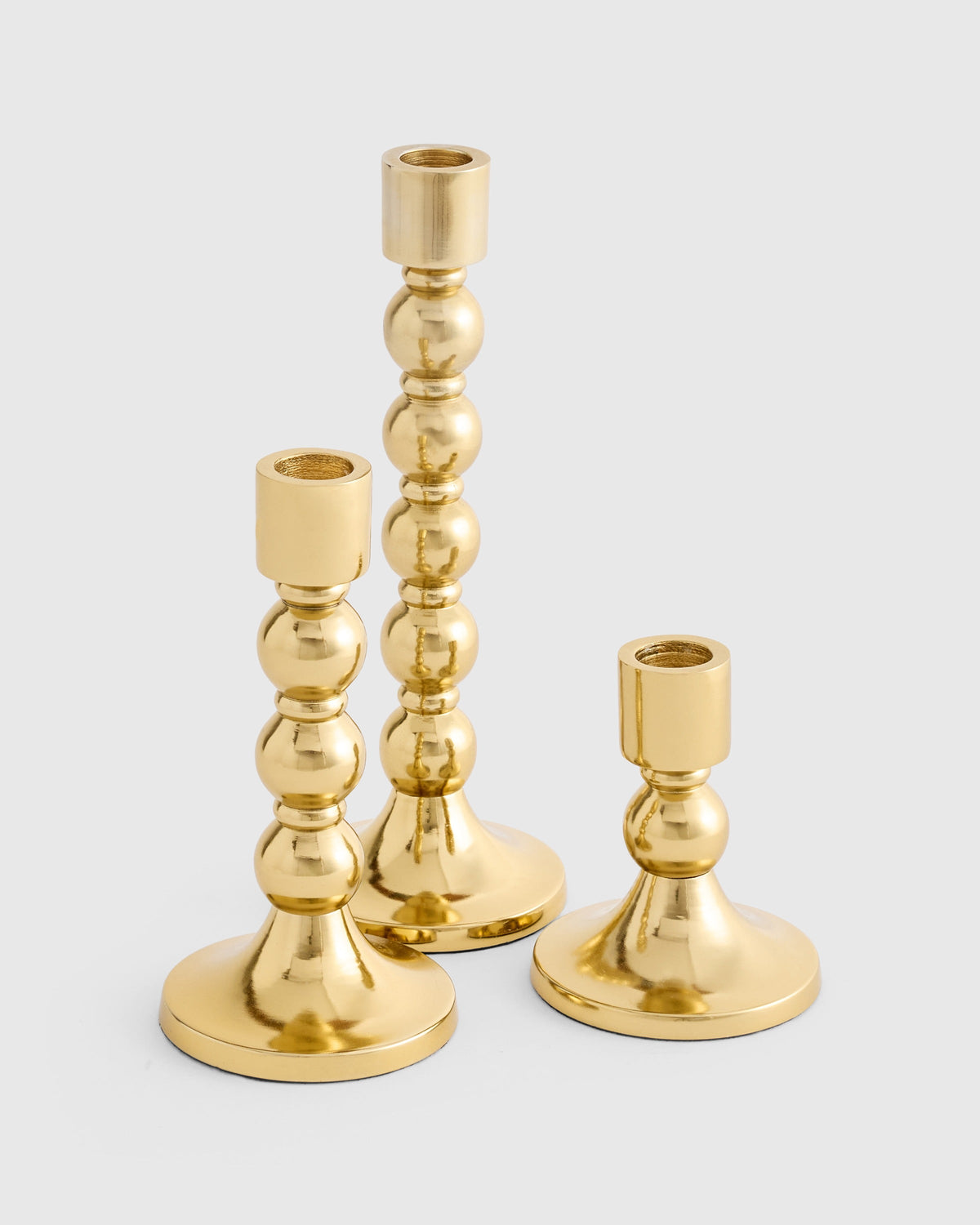 Brass Candlestick Holders (Set of 3) - From Where Finds -