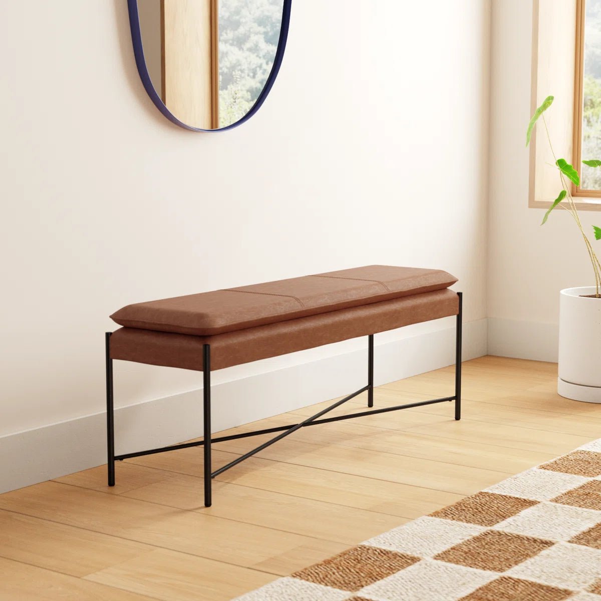 Braylon 50&quot; Vegan Leather Bench - From Where - 