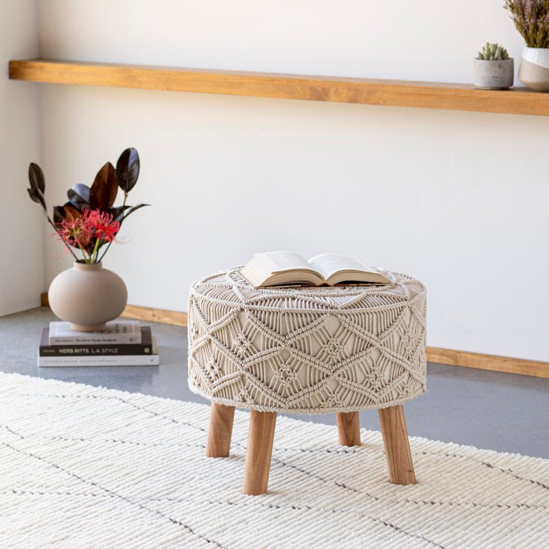 Brennley Solid Wood Accent Stool - From Where - 