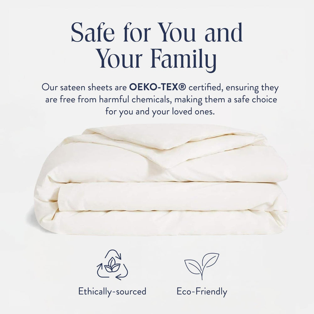 Brooklinen Luxury Sateen Duvet Cover - Queen Size in Cream - From Where - 