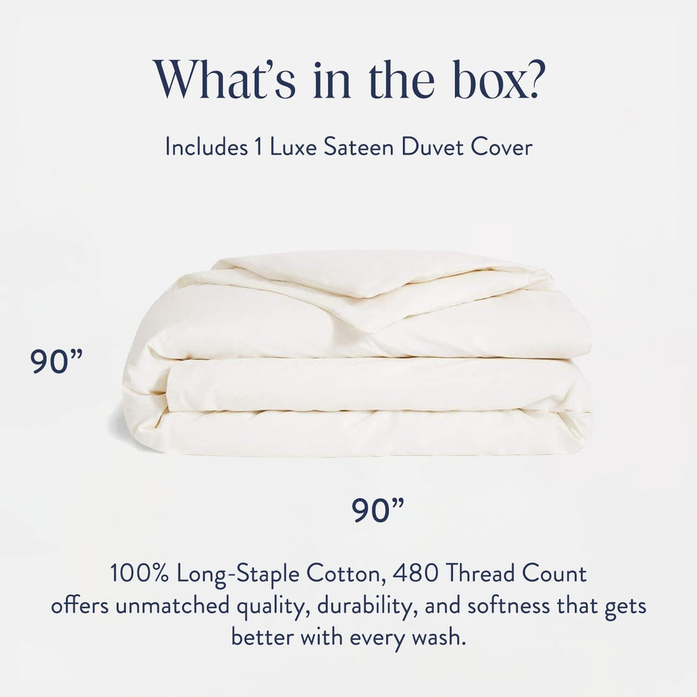 Brooklinen Luxury Sateen Duvet Cover - Queen Size in Cream - From Where - 