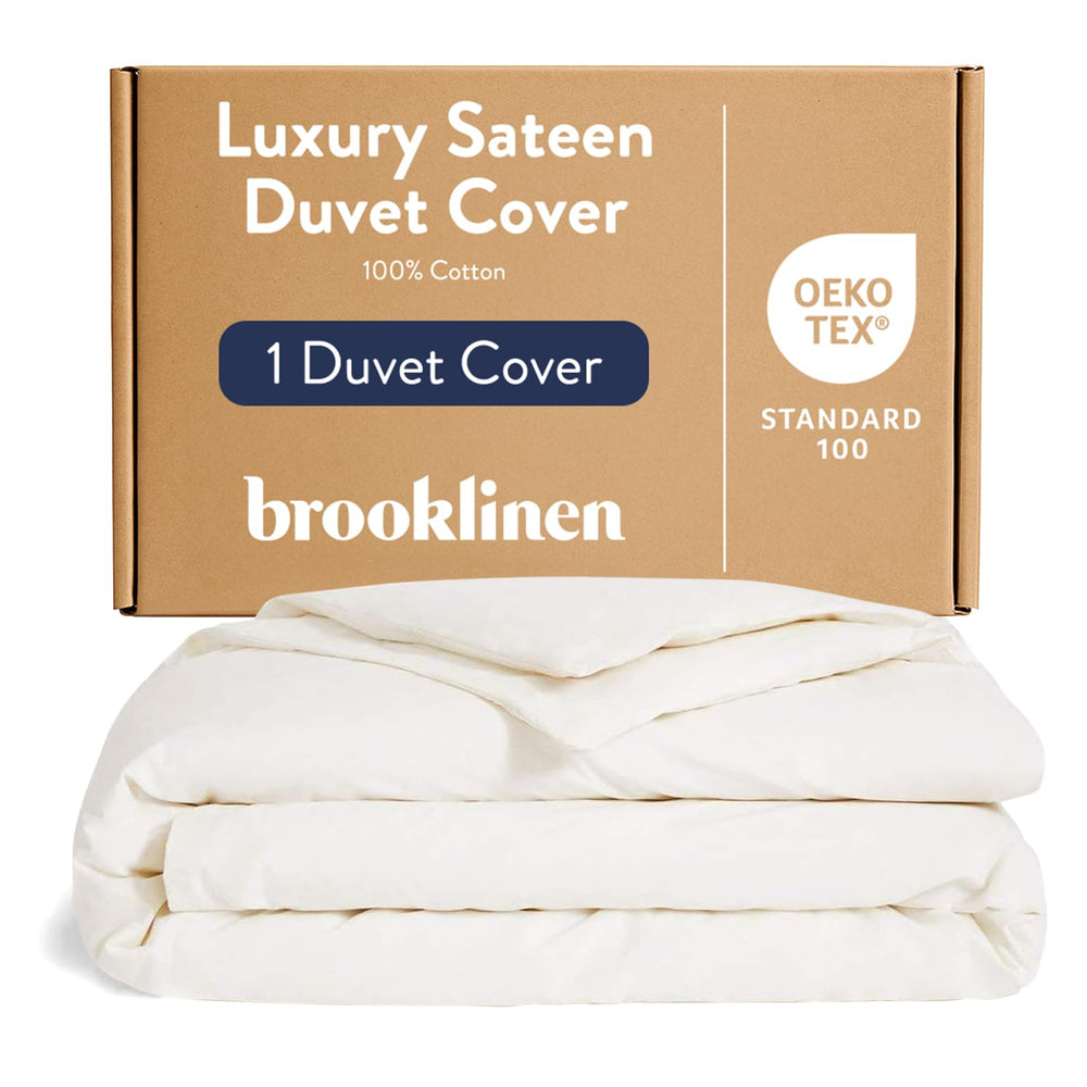 Brooklinen Luxury Sateen Duvet Cover - Queen Size in Cream - From Where - 
