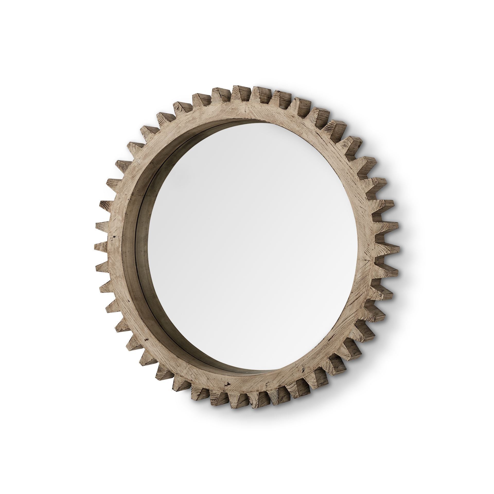 Brown Abstract Wood Framed Accent Mirror - From Where - 