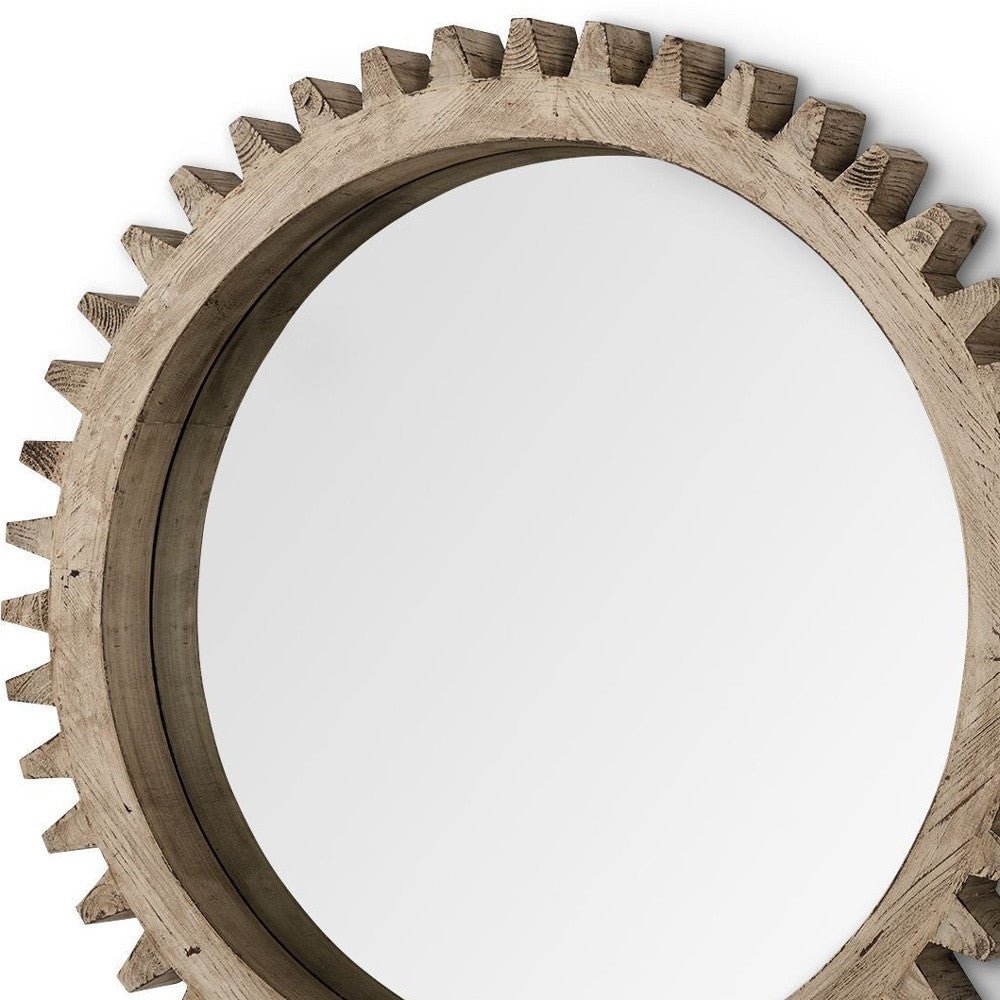 Brown Abstract Wood Framed Accent Mirror - From Where - 