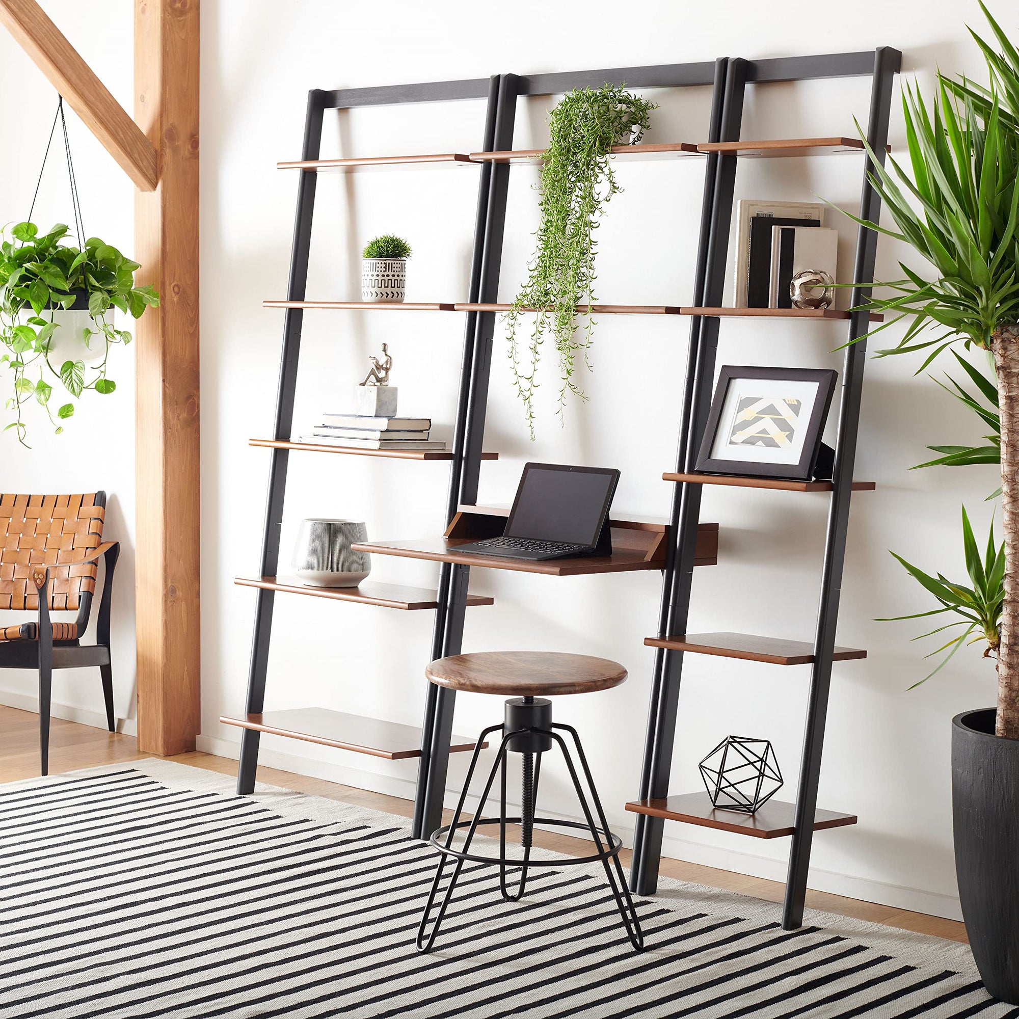 Brown and Charcoal 2 - Shelf Leaning Desk - From Where - 