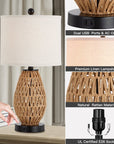 Brown Rattan Woven Table Lamp - From Where - 
