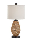 Brown Rattan Woven Table Lamp - From Where - 
