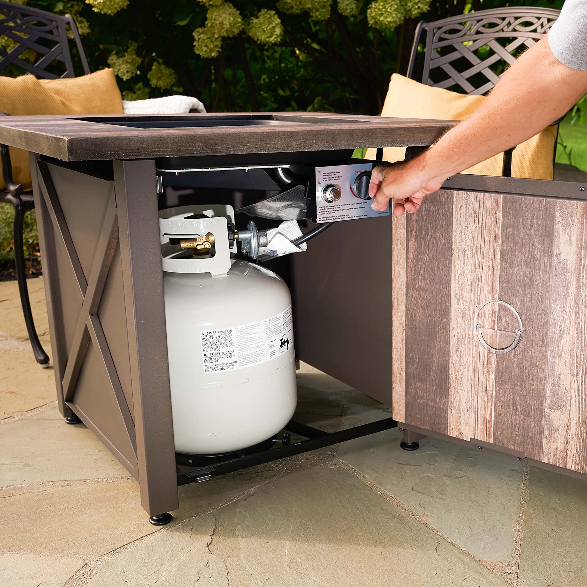Brown Steel Propane Gas Fire Table - From Where - 