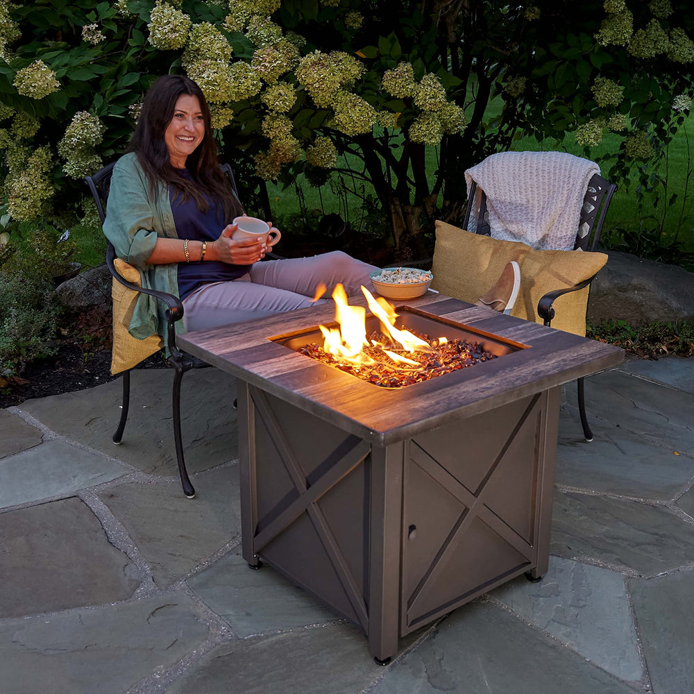 Brown Steel Propane Gas Fire Table - From Where - 