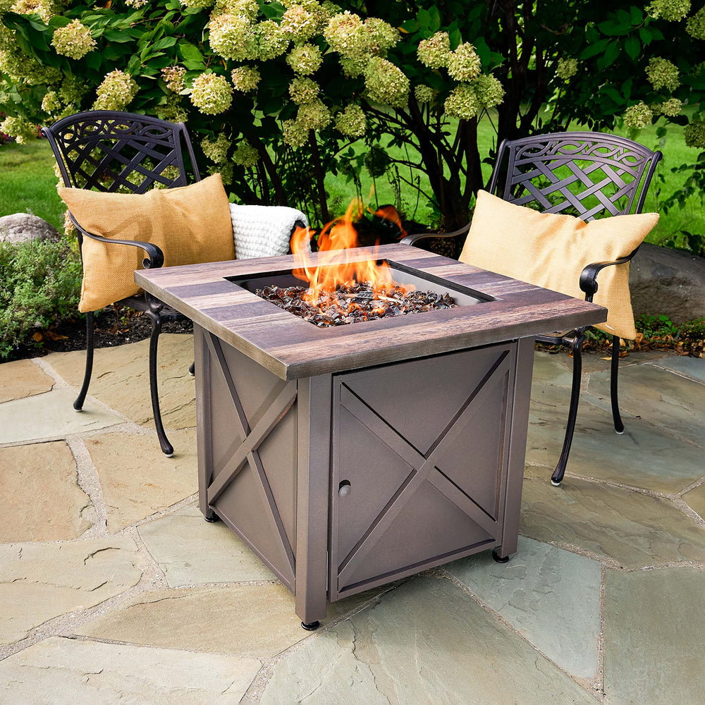 Brown Steel Propane Gas Fire Table - From Where - 
