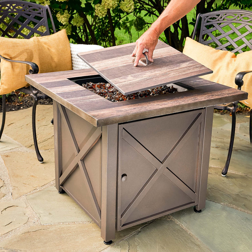 Brown Steel Propane Gas Fire Table - From Where - 