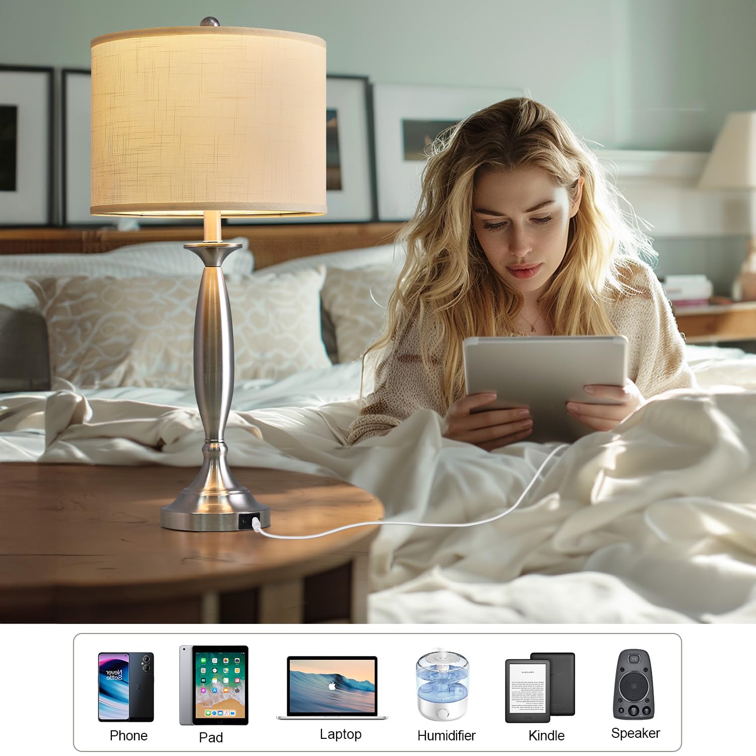 Brushed Steel Table Lamp (Set of 2) - From Where - 