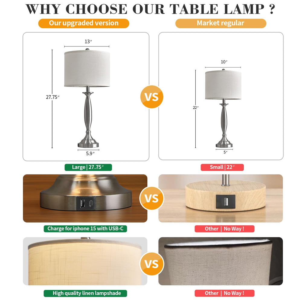 Brushed Steel Table Lamp (Set of 2) - From Where - 