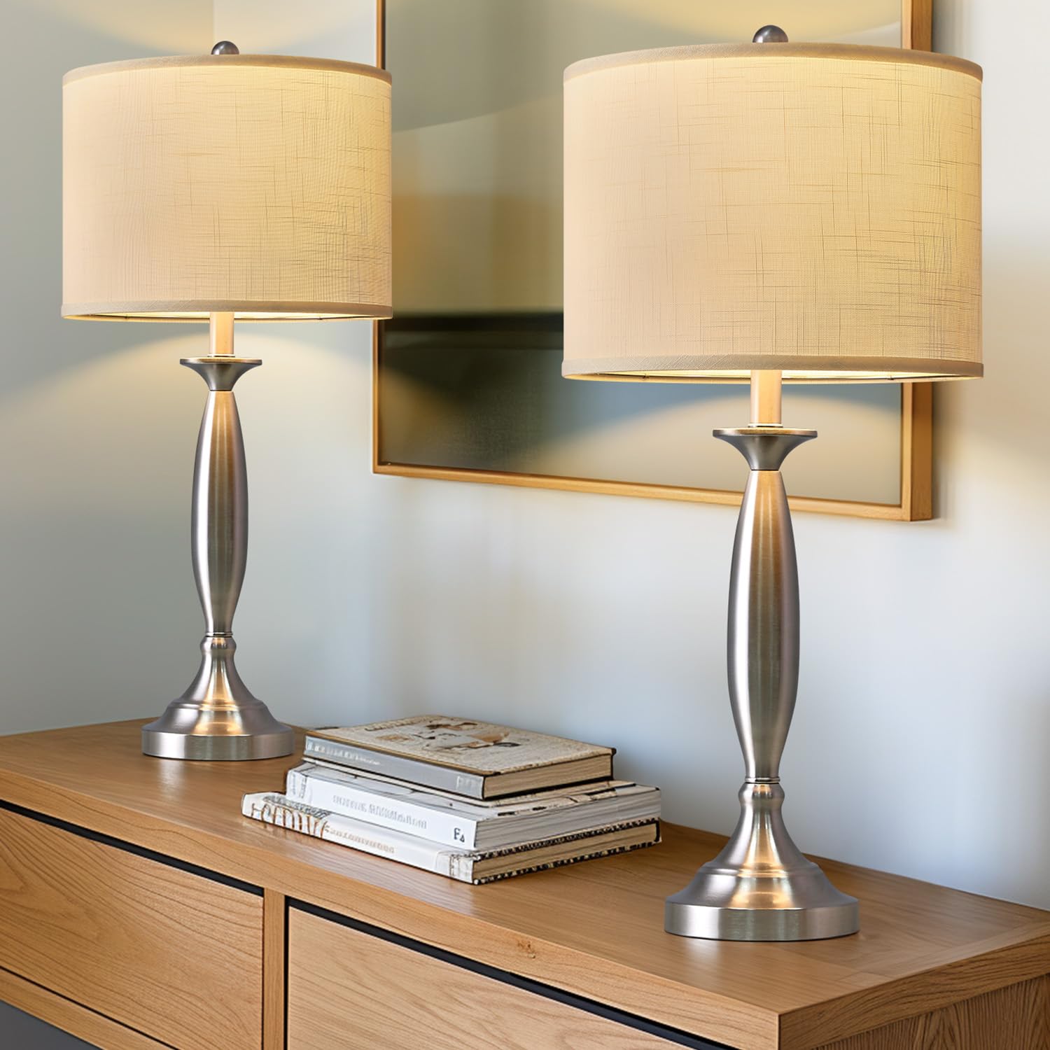 Brushed Steel Table Lamp (Set of 2) - From Where - 