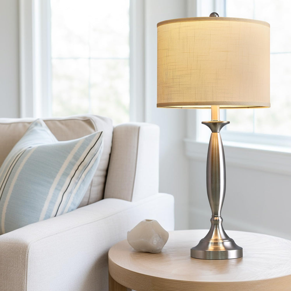 Brushed Steel Table Lamp (Set of 2) - From Where - 