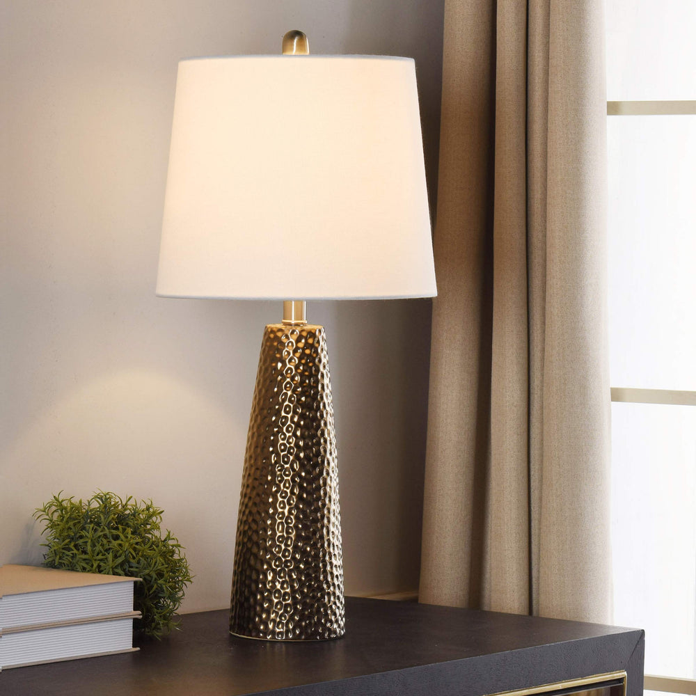 Brussels Bronze White Table Lamp - From Where - 