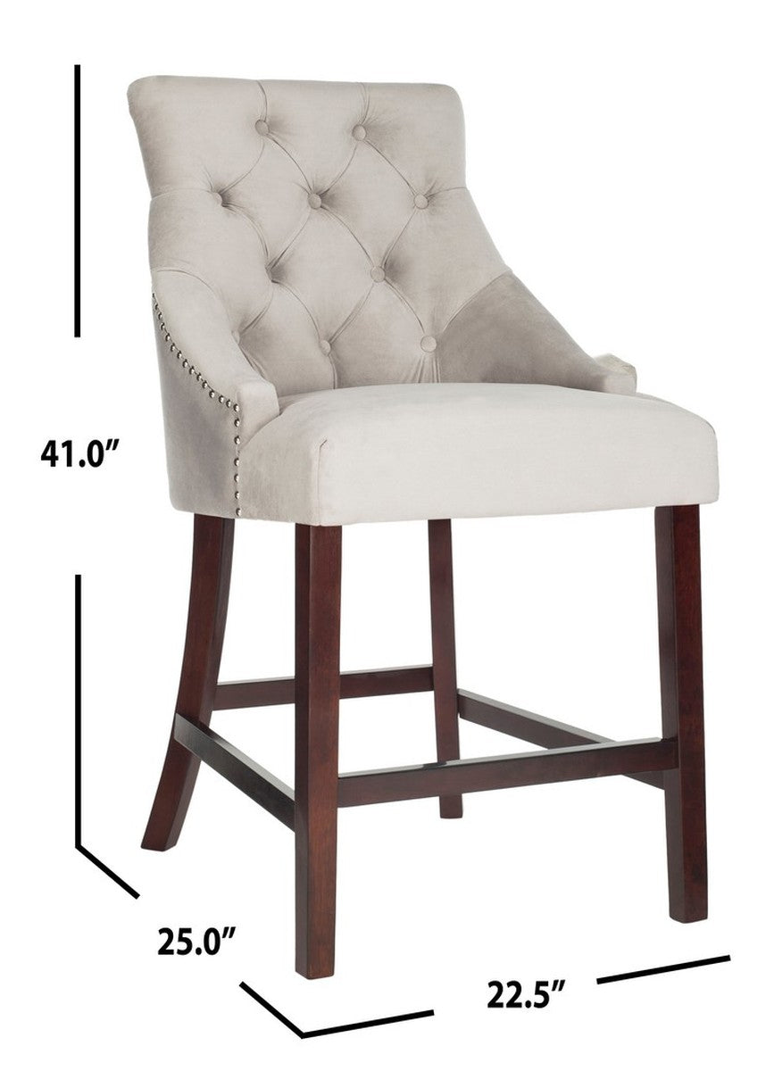 Eleni Tufted Wing Back Counter Stool Set of 2, Elegant Design, Velvet Upholstery