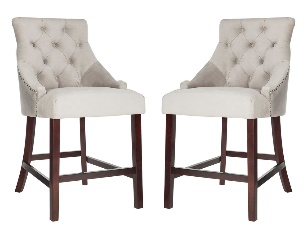 Eleni Tufted Wing Back Counter Stool Set of 2, Elegant Design, Velvet Upholstery
