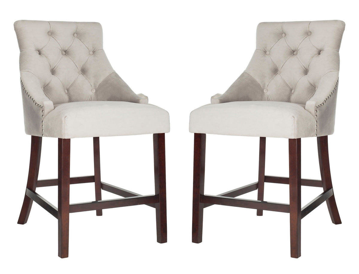 Eleni Tufted Wing Back Counter Stool Set of 2, Elegant Design, Velvet Upholstery