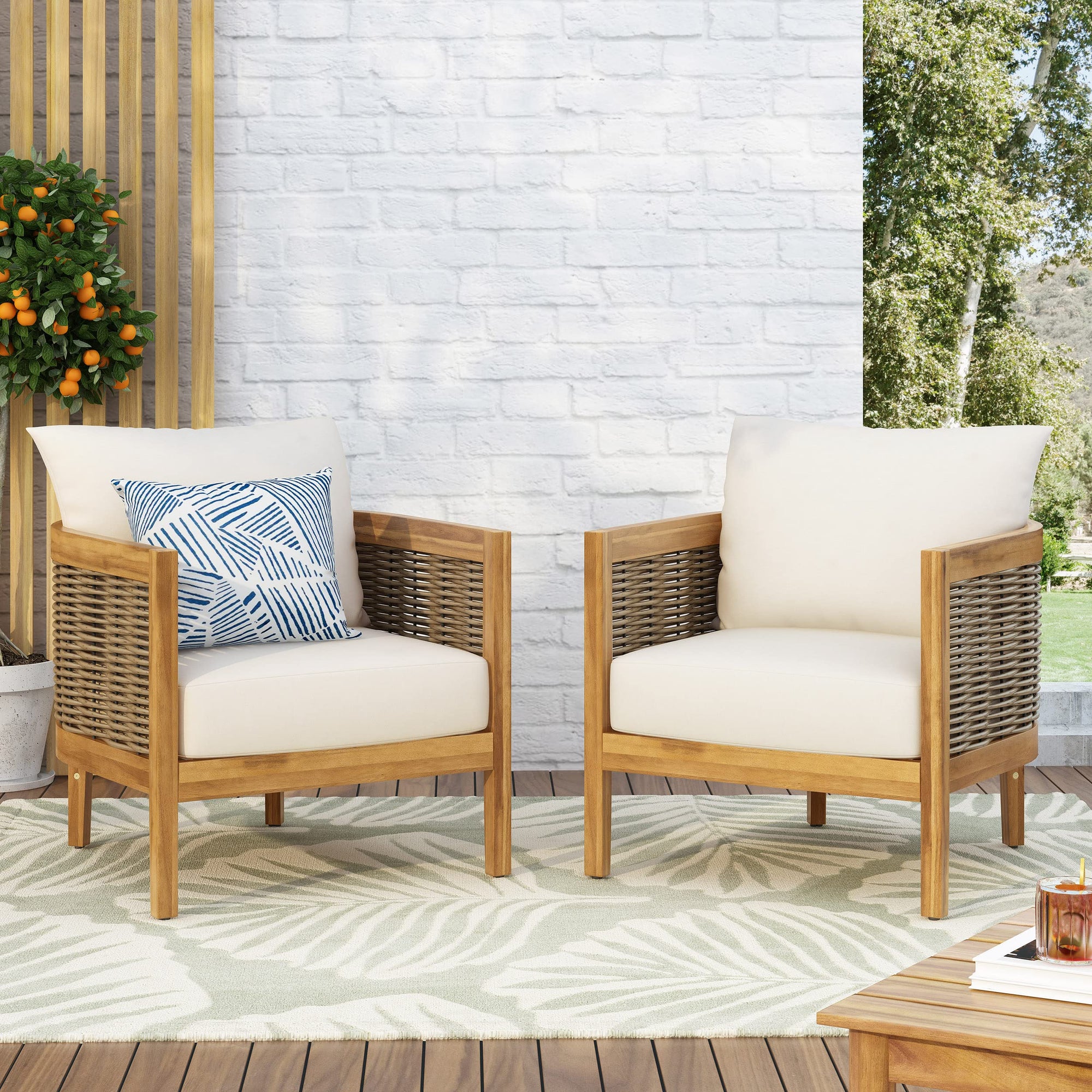 Burchett Acacia Wood Club Chairs - From Where - 