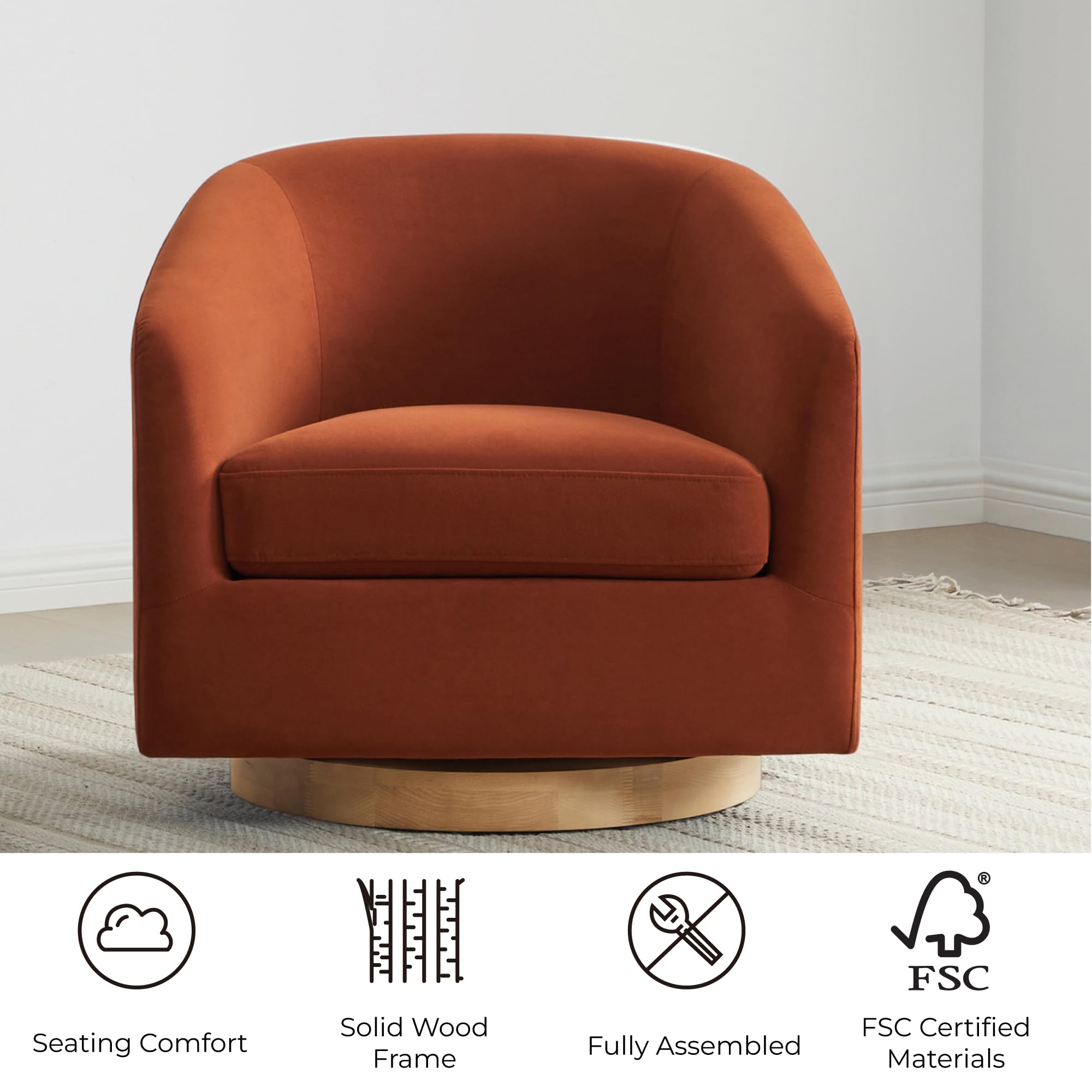 Burnt Orange Swivel Accent Chair - From Where - 