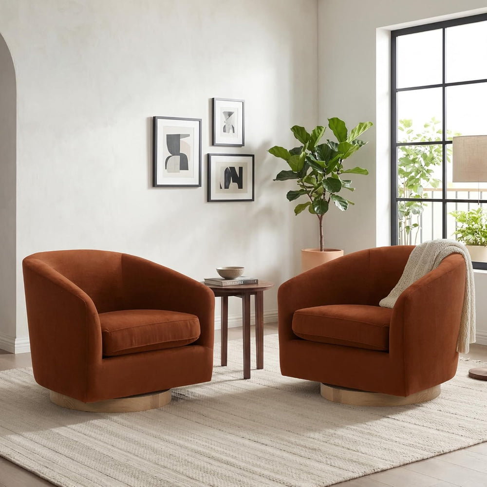 Burnt Orange Swivel Accent Chair - From Where Finds -