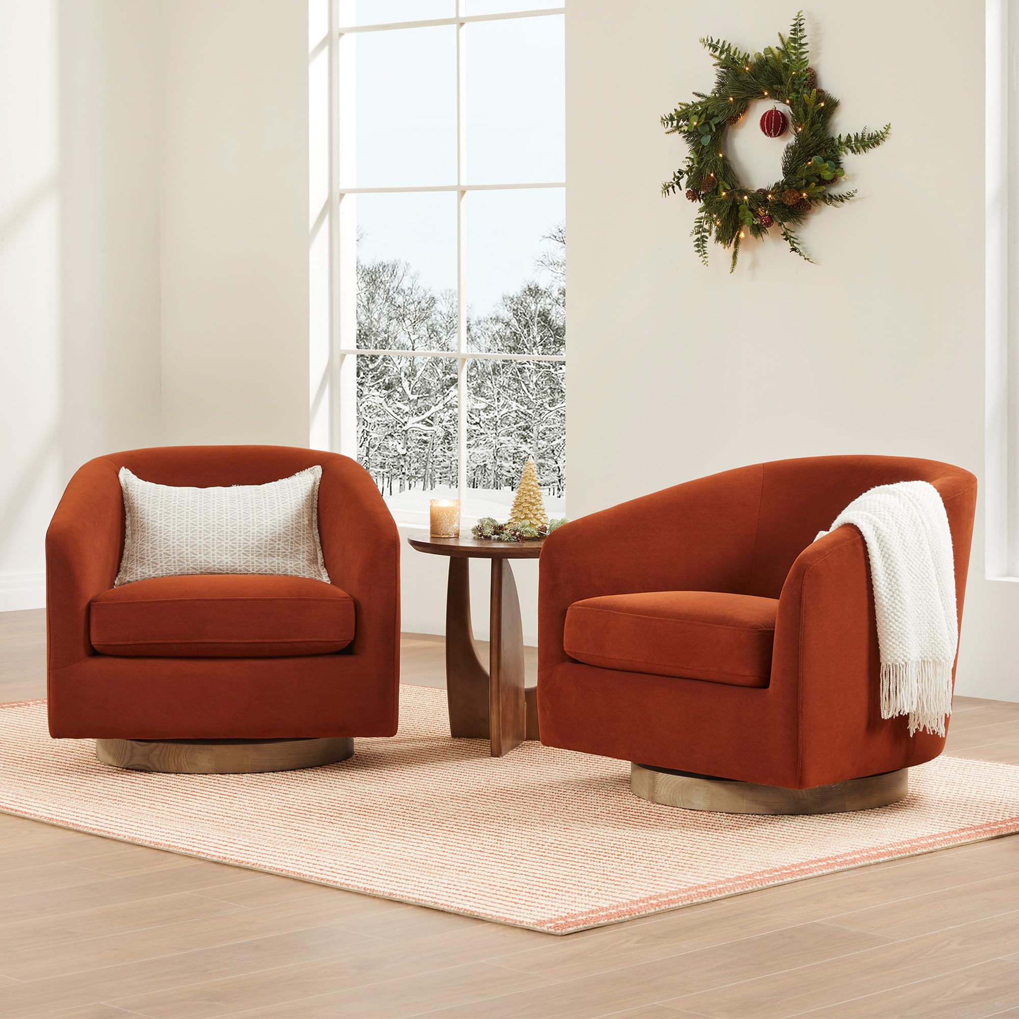 Burnt Orange Swivel Accent Chair - From Where - 