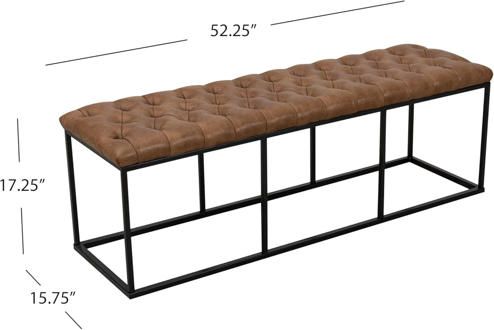 Button Tufted Bench with Metal Base - From Where - 