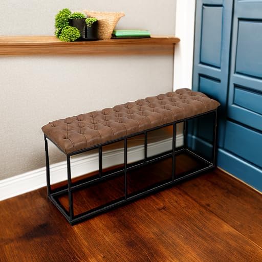 Button Tufted Bench with Metal Base - From Where - 
