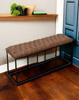 Button Tufted Bench with Metal Base - From Where - 